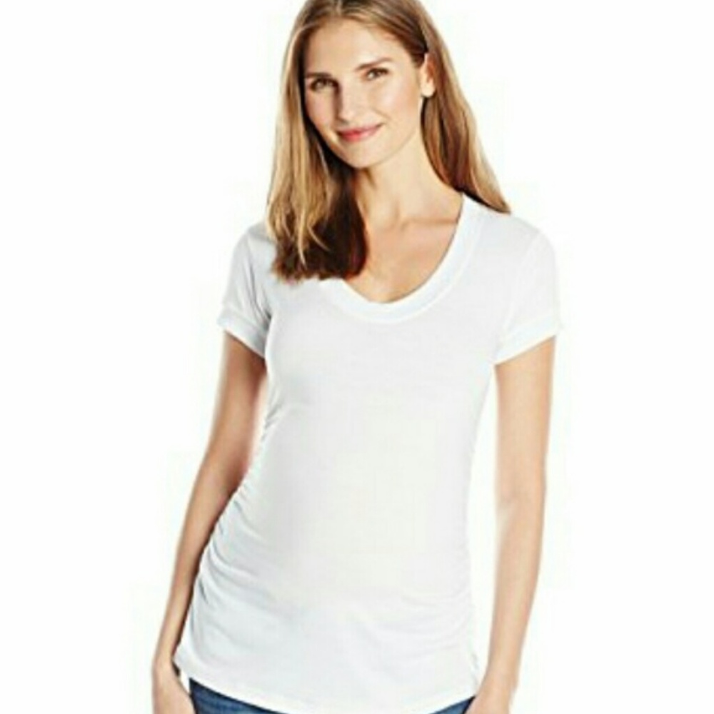 NWT WHITE Maternity Top Nursing Shirt M L Cute!